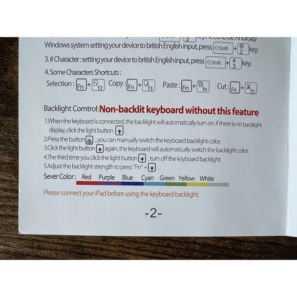 Compact Thin Wireless Bluetooth Keyboard Backlit w Manual Black Lightweight Smal - Picture 10 of 12